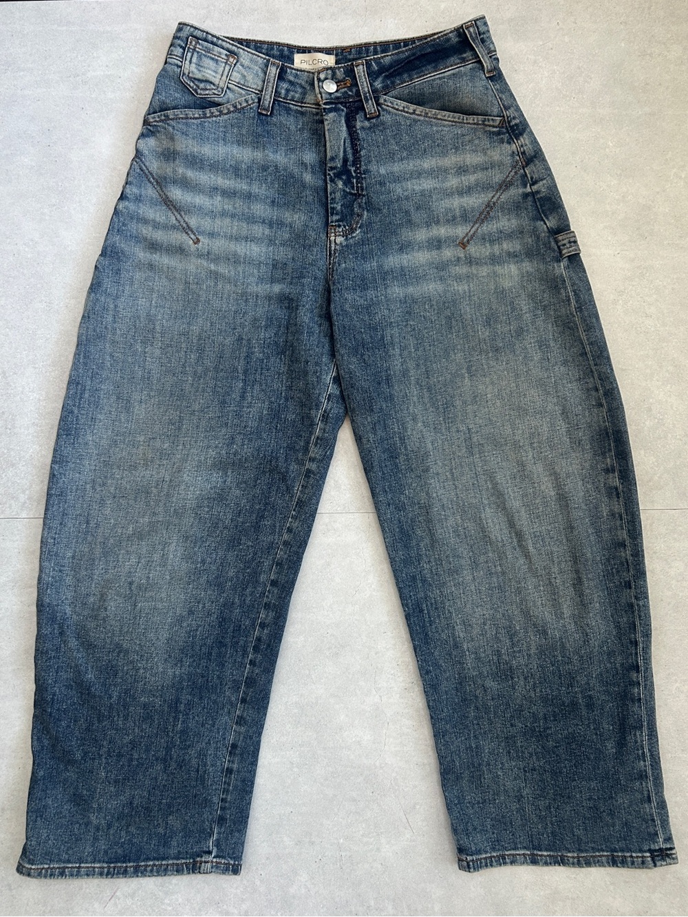 Anthropologie Pilcro Kayden Carpenter Barrel Jeans -  Size 26P | Blue Sands Wash - Picture 5 of 16
